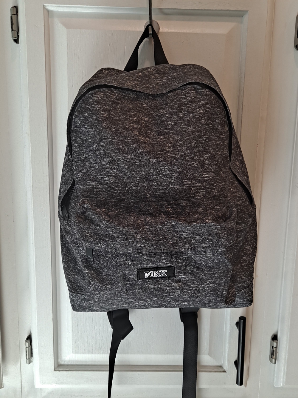 PINK Victoria's Secret Heather Gray Black Marled Backpack Lightweight Campus Bag